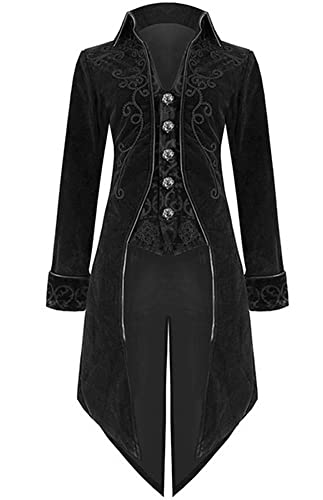 Herren Mittelalter Steampunk Frack Samt viktorianischer Gothic Vintage Frock Halloween Kostüm Mantel von GOLDSTITCH