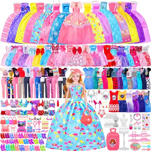 342 Puppen Kleidungsstücke Accessoires,Passend für 11,5 Zoll Mädchen Puppenkleidung Geschenk Spielzeug 5 Kleider, 3 Abendkleider, 8 Mittelröcke, 3 Hosen,10 Paar Schuhe usw., für ab 3+ Mädchen Jahre von GOLMUD