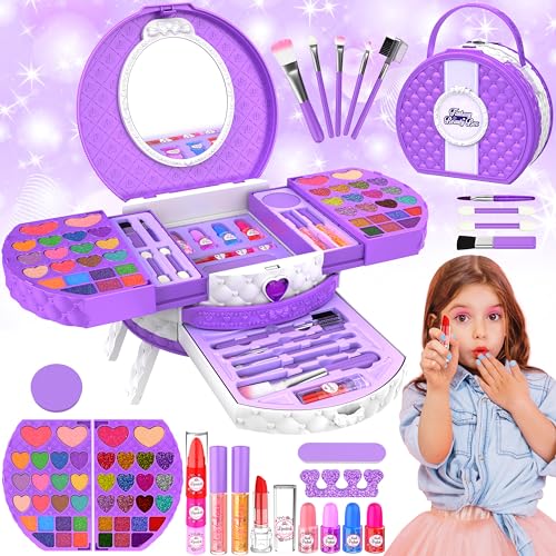 Kinderschminke Set Schminkkoffer Mädchen mit Tragbarem Ständer,66 Pcs Waschbar Schminke Kinder Make Up Set,Kinder Schminkset Mädchen Spielzeug,Geburtstags Geschenke für Mädchen 3 4 5 6 7 8 9 10 Jahre von GOLMUD