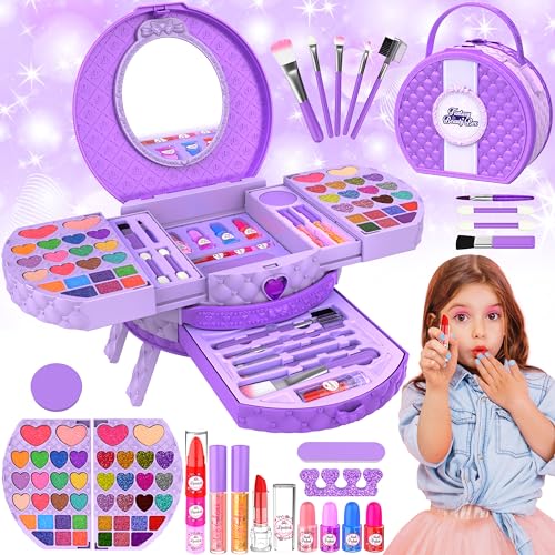 Kinderschminke Set Schminkkoffer Mädchen mit Tragbarem Ständer,66 Pcs Waschbar Schminke Kinder Make Up Set,Kinder Schminkset Mädchen Spielzeug,Geburtstags Geschenke für Mädchen 3 4 5 6 7 8 9 10 Jahre von GOLMUD