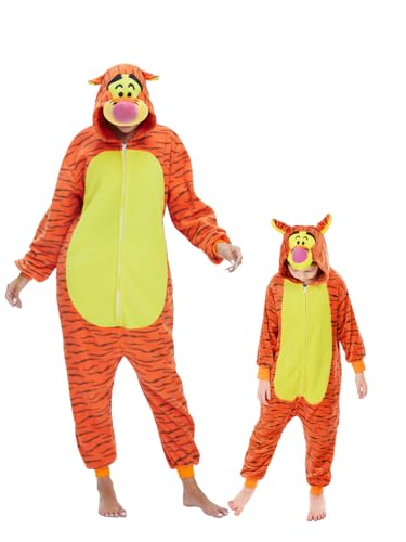 GONAAP Unisex Erwachsene Tigger Onesie Pyjama Tier Einteiler Kostüm Cosplay Nachtwäsche Tigger, Größe S von GONAAP