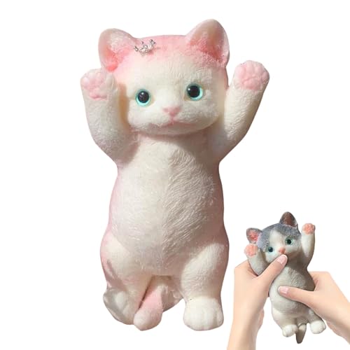 Chubby Cat Squeeze Toys,Cute Cat Squishies Squeeze Toys,Soft Cat Squishies Stress Balls with Flocking Surface,Furry Cat Fidget Toy for Adult Kids,Gifts for Easter Christmas and Birthday (B) von GONGXIFC