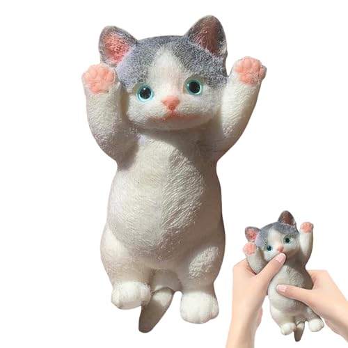 Chubby Cat Squeeze Toys,Cute Cat Squishies Squeeze Toys,Soft Cat Squishies Stress Balls with Flocking Surface,Furry Cat Fidget Toy for Adult Kids,Gifts for Easter Christmas and Birthday (C) von GONGXIFC