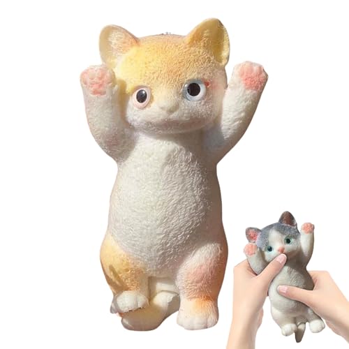 Chubby Cat Squeeze Toys,Cute Cat Squishies Squeeze Toys,Soft Cat Squishies Stress Balls with Flocking Surface,Furry Cat Fidget Toy for Adult Kids,Gifts for Easter Christmas and Birthday (D) von GONGXIFC