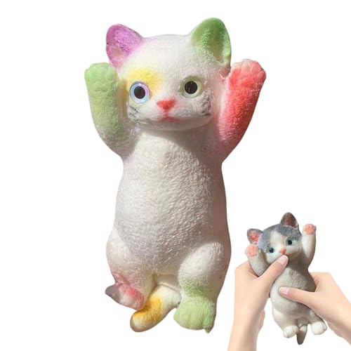 Chubby Cat Squeeze Toys,Cute Cat Squishies Squeeze Toys,Soft Cat Squishies Stress Balls with Flocking Surface,Furry Cat Fidget Toy for Adult Kids,Gifts for Easter Christmas and Birthday (F) von GONGXIFC