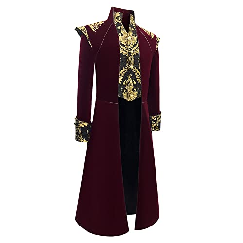 GONSIDA Herren Steampunk Mittelalter Frack Jacke viktorianischer Gothic Frock Coat, weinrot, X-Groß von GONSIDA