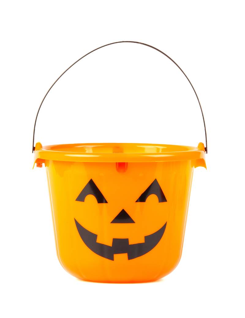 LED Halloween Kürbis Eimer für Süßigkeiten orange-schwarz von GOODMARK