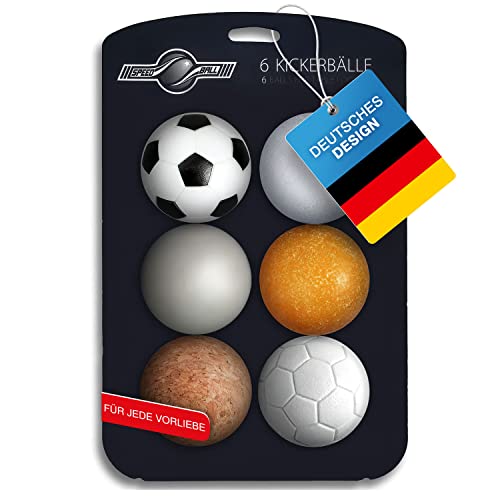 GOODS+GADGETS 6X Stück Speedball Profi Kickerbälle für Tischfussball Tischkicker Kicker-Ball Set Auswahl Verschiedene Sorten (Kork, PE, PU, ABS) 35mm (6er Set) von GOODS+GADGETS