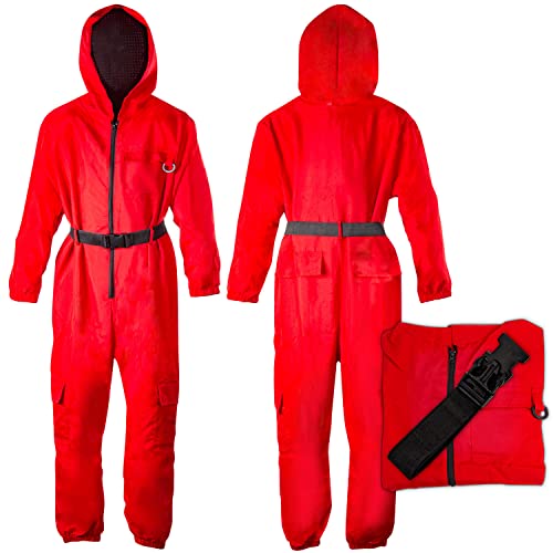 GOODS+GADGETS Gamer Kostüm Roter Overall mit Kapuze; Halloween Jumpsuit Cosplay Kostüm; Party, Spiel, Faschings Anzug von GOODS+GADGETS