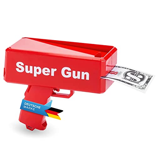 GOODS+GADGETS Super Money Gun Spielzeug Geld Pistole Party Revolver verschießt Fake Dollar Banknoten für Supreme Fun von GOODS+GADGETS