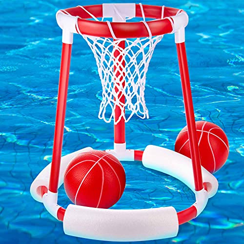 GOODS+GADGETS Swimming-Pool Wasser Basketball; Schwimmender Basketball-Korb; Spielzeug Floating Hoop Pool-Zubehör Set (2X Basketbälle) von GOODS+GADGETS