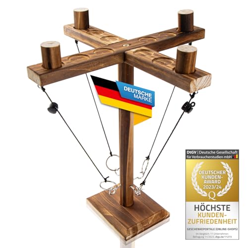 Ringwurf-Spiel Deluxe aus Holz - Das Action Ring-Haken Partyspiel; Ring Toss Hook Battle-Game in der Luxus Ausführung - Spannende Duelle für die nächste Party (Verbesserte Verison 2.0) (4 Spieler) von GOODS+GADGETS