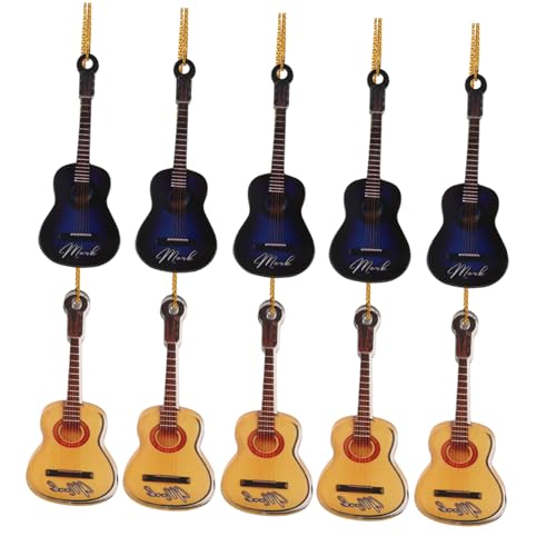 GOOHOCHY 10St Gitarrenanhänger Puppenhaus-Musikinstrumente Mini-Musikinstrument Geburtstagsgeschenk Weihnachtsbaum Dekoration Weihnachtsgitarre zum Aufhängen Miniatur-Musikinstrumente Acryl von GOOHOCHY