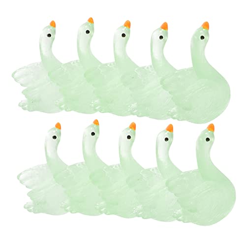 GOOHOCHY 10st Leuchtende Schwanenverzierung Nachtlampe Mini-tischfigur Schwanengartenminiatur Riese Kleine Enten Landschaftsfigur Mini-schwanenstatue Puppe Harz Light Green von GOOHOCHY