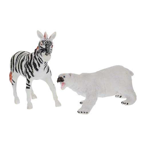 GOOHOCHY 2pcs Kunststoff Zebra Eisbärenskulptur Figur Desktop Tierfigur von GOOHOCHY