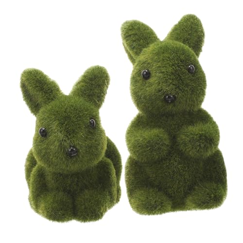 GOOHOCHY Kaninchen Spielzeug Fleece Kaninchen Dekofigur Üße Rabbit Statue Für Innenräume Tischdekoration Moos Kaninchen Für Wohnaccessoires Und Gartenornamente Hasen Zubehör von GOOHOCHY