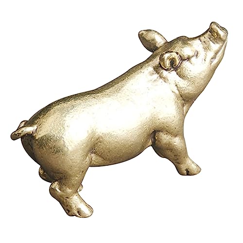 GOOHOCHY Schweinchen Aus Messing Feng-Shui-anhänger Retro-Desktop-Dekoration Vintage Schweinestatue Retro-schweinfigur Figur in Schweinsform Glücksanhänger Kuchendekoration Tiere Golden von GOOHOCHY