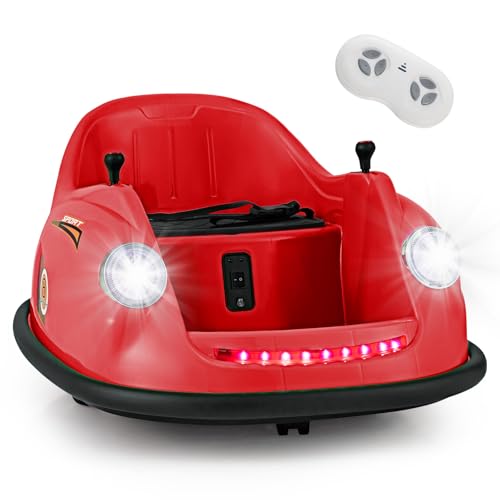 GOPLUS 12V Autoscooter Kinder, Elektro Bumperauto mit Fernbedienung, 360-Grad-Drehung, LED-Lichter & Musik, Elektrofahrzeug für Kinder von 2-5 Jahren (Rot) von GOPLUS