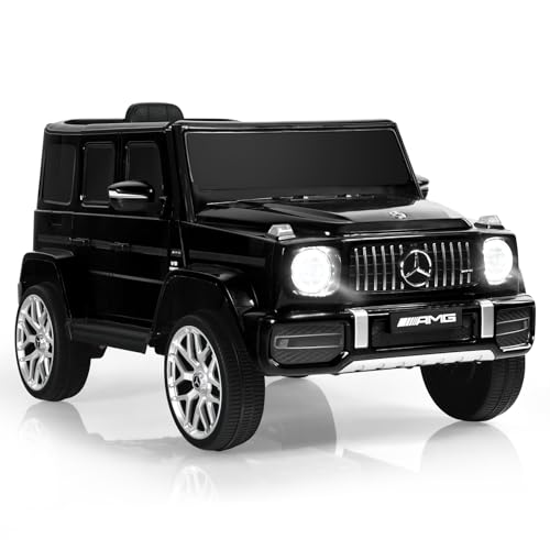 GOPLUS 12V Elektroauto Mercedes Benz G63, Kinderfahrzeug mit 2,4G Fernbedienung, LED-Lichter & Scheinwerfer, Kinderauto 3-5 km/h, für Kinder 3–8 Jahre, bis 30 kg (Schwarz) von GOPLUS