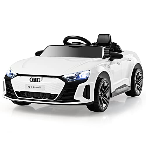 GOPLUS 12V Kinder Elektroauto Audi RS e-tron GT, Kinderauto mit 2,4G-Fernbedienung, MP3, USB,Musik & LED-Scheinwerfer, Kinderfahrzeug mit 2 Türen, für Kinder 3-8 Jahre (Weiß) von GOPLUS