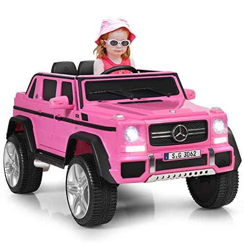 GOPLUS 12V Kinder Elektroauto Mercedes-Benz Maybach mit 2,4 Ghz Fernbedienung, Kinderfahrzeug mit Softstart, 2,5-5,5km/h, USB, MP3, LED-Licht, Sicherheitsgurt, für Kinder 3-8 Jahre alt (Rosa) von GOPLUS