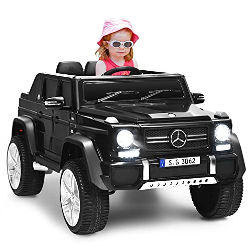 GOPLUS 12V Kinder Elektroauto Mercedes-Benz Maybach mit 2,4 Ghz Fernbedienung, Kinderfahrzeug mit Softstart, 2,5-5,5km/h, USB, MP3, LED-Licht, Sicherheitsgurt, für Kinder 3-8 Jahre alt (Schwarz) von GOPLUS