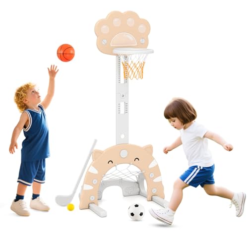 GOPLUS 3-in-1-Basketballkorb für Kinder, höhenverstellbarer Basketballständer, Basketballspiel mit Basketball & Fußball & Golfspiel, Indoor- und Outdoor-Spielset für Kinder ab 3 Jahren GOPLUS 3-in-1-Basketballkorb für Kinder, höhenverstellbarer Basketballständer, Basketballspiel mit Basketball & Fußball & Golfspiel, Indoor- und Outdoor-Spielset für Kinder ab 3 Jahren von GOPLUS