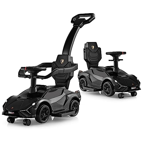 GOPLUS 3 in 1 Rutschauto, Lamborghini Schiebauto mit abnehmbarem Universalrad, USBs, Musik, Stauraum, abnehmbarem Schiebegriff & Schutzgeländer, Rutschfahrzeug für Kinder von 18-60 Monaten (Schwarz) GOPLUS 3 in 1 Rutschauto, Lamborghini Schiebauto mit abnehmbarem Universalrad, USBs, Musik, Stauraum, abnehmbarem Schiebegriff & Schutzgeländer, Rutschfahrzeug für Kinder von 18-60 Monaten (Schwarz) von GOPLUS