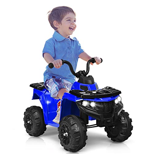 GOPLUS 6V Elektrisches Kinderquad, Elektro Quad mit 2 Scheinwerfer & 4 Rutschfesten Reifen, Cooler Elektroauto mit MP3 & USB, Elektroauto aus PP & Eisen, Elektroauto für Kinder 3-6 Jahre alt (Blau) von GOPLUS