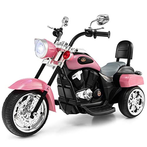 GOPLUS 6V Elektromotorrad für Kinder, Dreirad Kindermotorrad mit Vor-und Rückwärtsschalter, Elektrisches Motorrad, Mortorcycle, Elektrofahrzeug für Kinder ab 3 Jahre (Rosa) von GOPLUS