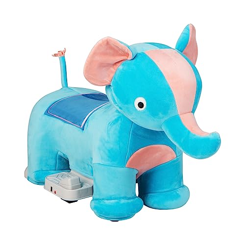 GOPLUS 6V Kinder Elektrofahrzeug in Tierform, Kuscheltier auf Rollen mit Griffen, Pedal & Musik, Plüschtier zum Reiten für Kinder ab 3 Jahren, Aufsitzspielzeug bis 25 kg belastbar (Elefant) von GOPLUS