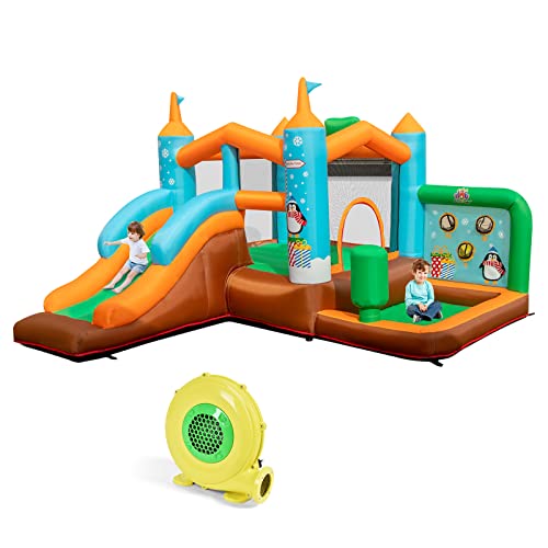GOPLUS Aufblasbare Hüpfburg, Hüpfschloss Garten Outdoormit Rutsche, Sprungplatz, Boxstangen, Pool, Oxford-Stoff, Schutznetze, Erdspieße, Tragetasche, für Kinder ab 3 Jahren (Pinguin, Mit Gebläse) GOPLUS Aufblasbare Hüpfburg, Hüpfschloss Garten Outdoormit Rutsche, Sprungplatz, Boxstangen, Pool, Oxford-Stoff, Schutznetze, Erdspieße, Tragetasche, für Kinder ab 3 Jahren (Pinguin, Mit Gebläse) von GOPLUS