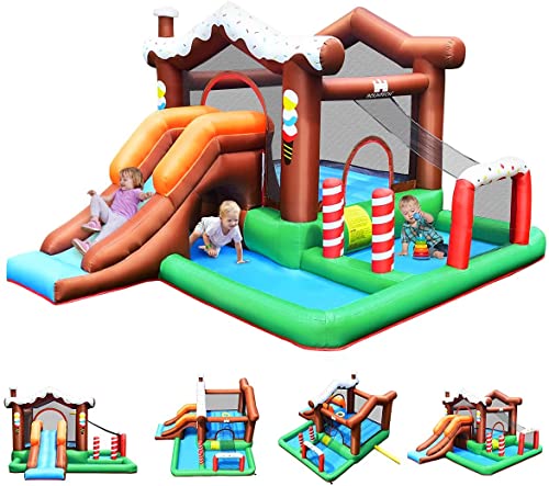 GOPLUS Aufblasbare Hüpfburg für Kinder, Hüpfburg mit Planschbecken, Rutsche, Kletterwand & Basketballkorb, Indoor & Outdoor, mit Netz & komplettem Zubehör, 390 × 335 × 220cm (Haus, Ohne Gebläse) GOPLUS Aufblasbare Hüpfburg für Kinder, Hüpfburg mit Planschbecken, Rutsche, Kletterwand & Basketballkorb, Indoor & Outdoor, mit Netz & komplettem Zubehör, 390 × 335 × 220cm (Haus, Ohne Gebläse) von GOPLUS