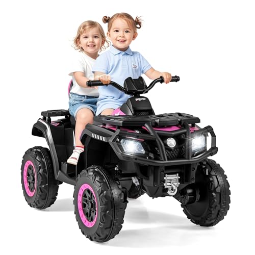 GOPLUS Elektrisches Kinderfahrzeug, 24V Rutschfahrzeug mit 4 Rädern & 4 Motoren, Elektroauto mit 2 Geschwindigkeiten, Bremse, Licht & Musik, 2 Sitzer Kinderquad, für Kinder von 3-8 Jahren (Rosa) GOPLUS Elektrisches Kinderfahrzeug, 24V Rutschfahrzeug mit 4 Rädern & 4 Motoren, Elektroauto mit 2 Geschwindigkeiten, Bremse, Licht & Musik, 2 Sitzer Kinderquad, für Kinder von 3-8 Jahren (Rosa) von GOPLUS