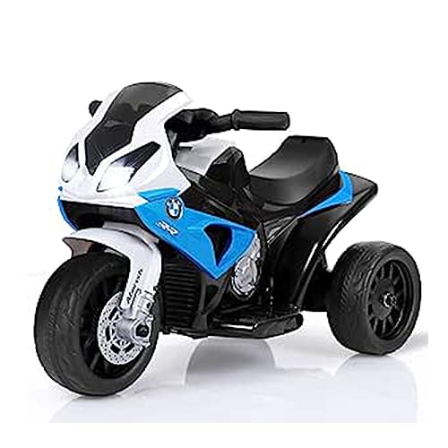 GOPLUS Elektro Kindermotorrad, Elektrofahrzeuge mit 2 Stützrädern, Elektromotorrad mit Musik & Lichter, bis 3km/h, bis 20 kg belastbar, für Kinder 18-36 Monaten, für Innen & Draußen (Blau) von GOPLUS