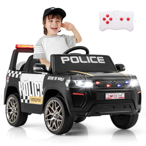 GOPLUS Kinder Elektroauto Polizei, 12V Elektrisches Kinderauto mit Fernbedienung, Musik & Hupe, Sirene & LED-Licht, Drahtlose Verbindung, Federung, Elektrofahrzeug für Kinder ab 3 Jahren (Schwarz) GOPLUS Kinder Elektroauto Polizei, 12V Elektrisches Kinderauto mit Fernbedienung, Musik & Hupe, Sirene & LED-Licht, Drahtlose Verbindung, Federung, Elektrofahrzeug für Kinder ab 3 Jahren (Schwarz) von GOPLUS