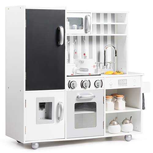 GOPLUS Kinderküche aus Holz, Realistische Spielzeugküche mit Kochgeräuschen, Tafel, Abnehmbarer Spüle, Herd & Backofen, Weiße Spielküche mit 7-teiligem Küchenzubehör für Kinder ab 3 Jahre GOPLUS Kinderküche aus Holz, Realistische Spielzeugküche mit Kochgeräuschen, Tafel, Abnehmbarer Spüle, Herd & Backofen, Weiße Spielküche mit 7-teiligem Küchenzubehör für Kinder ab 3 Jahre von GOPLUS