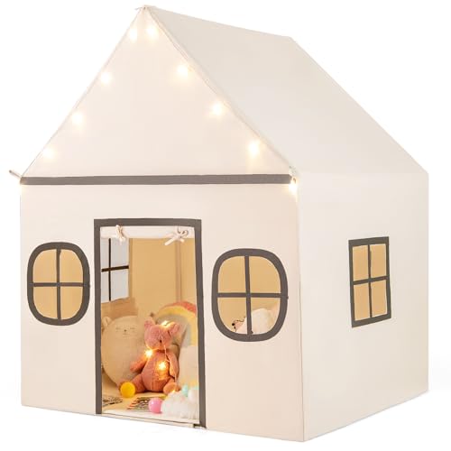 GOPLUS Spielhaus Kinder Indoor, 2 in 1 Kinderspielzelt mit Matte und Sternlichtern, Spielzelt mit Fenstern, Tür & 2 praktischen Taschen, Prinzessin Zelt für Mädchen & Jungen ab 3 Jahren (Khaki) GOPLUS Spielhaus Kinder Indoor, 2 in 1 Kinderspielzelt mit Matte und Sternlichtern, Spielzelt mit Fenstern, Tür & 2 praktischen Taschen, Prinzessin Zelt für Mädchen & Jungen ab 3 Jahren (Khaki) von GOPLUS