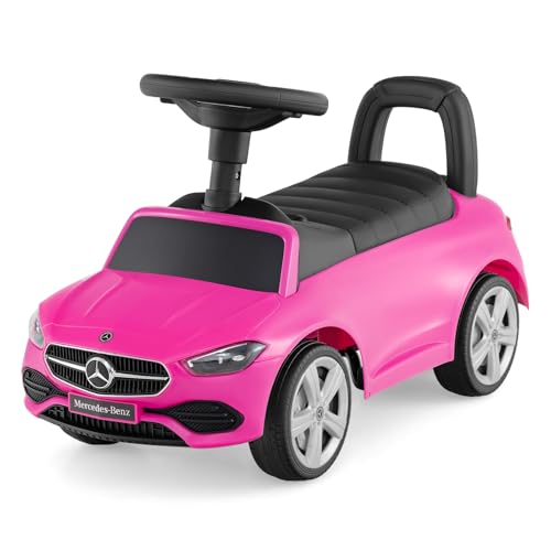 GOPLUS Rutschauto Mercedes-Benz, Rutschfahrzeu mit Lenkrad, Hupe, Motorgeräusch & Stauraum unter dem Sitz, Spielzeugauto Fahrspielzeug für Kinder von 1–3 Jahren, ‎65 x 28 x 38 cm (Rosa) von GOPLUS