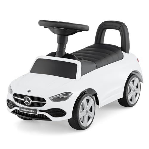 GOPLUS Rutschauto Mercedes-Benz, Rutschfahrzeu mit Lenkrad, Hupe, Motorgeräusch & Stauraum unter dem Sitz, Spielzeugauto Fahrspielzeug für Kinder von 1–3 Jahren, ‎65 x 28 x 38 cm (Weiß) von GOPLUS