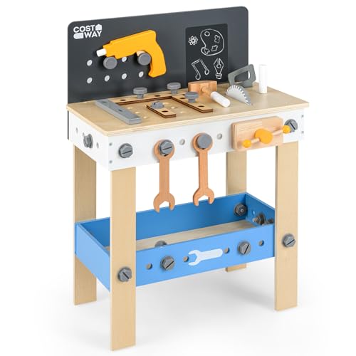 GOPLUS Werkzeugbank Kinder, Spielwerkbank mit Werkzeugregal & Tafel, mit Werkzeugen Set, Kinderwerkbank aus Holz für Kinder ab 3 Jahren GOPLUS Werkzeugbank Kinder, Spielwerkbank mit Werkzeugregal & Tafel, mit Werkzeugen Set, Kinderwerkbank aus Holz für Kinder ab 3 Jahren von GOPLUS