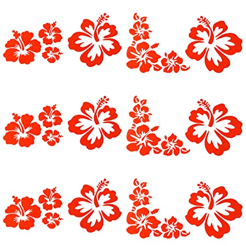 GORGECRAFT Hibiskus Blumen Auto Aufkleber Hawaiische Aufkleber Rotes Vinyl Automotive Außendekoration Für SUV Truck Motorrad Türen Wände Laptop von GORGECRAFT