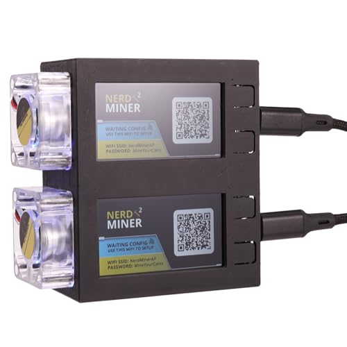 GOSER NerdMiner V2 Miner 78KH/S*2 Dual Screen BTC Solo Lottery Miner Bitcoin Nerd Miner Miner mit Leuchtendem Lüfter von GOSER