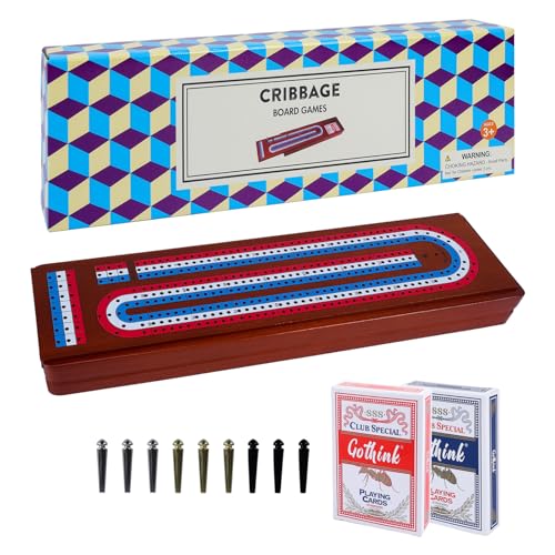 15-Zoll großes Holz Cribbage Brettspiel Board Spieleset, 3-Track-Anzeigetafel mit großen Schlitzen für die Speicherung von 2 Spielkarten und 9 Metall Pegs, Spaß Familie Abend Tischspiel Portable Games 15-Zoll großes Holz Cribbage Brettspiel Board Spieleset, 3-Track-Anzeigetafel mit großen Schlitzen für die Speicherung von 2 Spielkarten und 9 Metall Pegs, Spaß Familie Abend Tischspiel Portable Games von GOTHINK