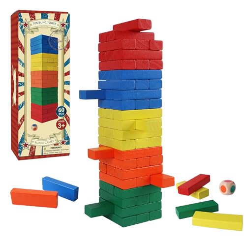 60PCS hölzerne Blöcke Stacking Board Games, Klassische Tumbling Stacking Blocks Spiel für Kinder und Familien, Holz bunten Balancing Blöcke Montessori Spielzeug Geschenk-Set für Kinder Jungen Mädchen 60PCS hölzerne Blöcke Stacking Board Games, Klassische Tumbling Stacking Blocks Spiel für Kinder und Familien, Holz bunten Balancing Blöcke Montessori Spielzeug Geschenk-Set für Kinder Jungen Mädchen von GOTHINK