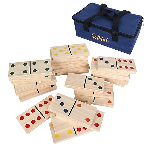 Riesige hölzerne Dominos Set für Erwachsene und Kinder, 28pcs Jumbo natürlichen Holz Black-Dot Dominoes Fliesen für Geburtstag / Urlaub Familie Party-Spiele, Outdoor-Camping Rasen und Hinterhof Aktivi Riesige hölzerne Dominos Set für Erwachsene und Kinder, 28pcs Jumbo natürlichen Holz Black-Dot Dominoes Fliesen für Geburtstag / Urlaub Familie Party-Spiele, Outdoor-Camping Rasen und Hinterhof Aktivi von GOTHINK