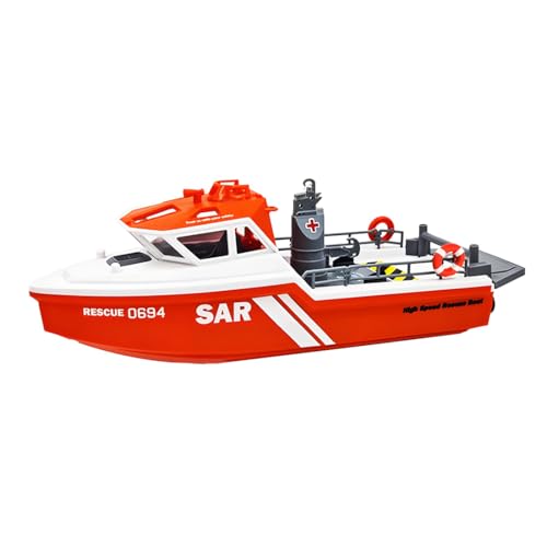 GOUX 1/32 Scale 2.4G 8KM/H Mini RC Rettungsboot Modell mit austauschbarem Lithium-Akku und bequemer Aufladung, RC Boot Kit für Pools Seen Flüsse Wasserboot Spielzeug (RTR Version) von GOUX