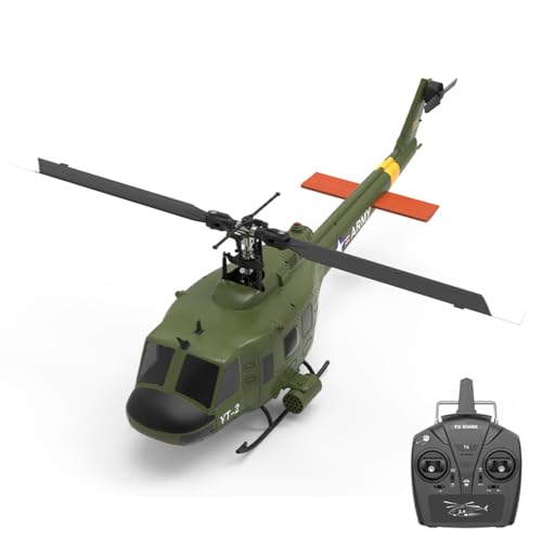 GOUX 1/34 Maßstab UH-1 Huey 2.4G 6CH Brushless Direct-Drive 3D/6G Flybarless RC Helicopter Model mit optischer Strömungspositionierung, RC Military Helicopter Geschenk für Erwachsene (RTF Version) von GOUX