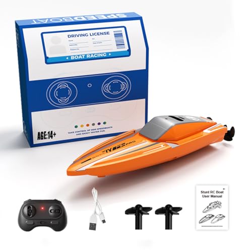 GOUX 1/43 Mini 2.4G Dual Motor RC Speed Boat Dual Speed Modes Modell, wiederaufladbares High Racing Ship, Geschenk für Jugendliche und Erwachsene (RTR Version) von GOUX