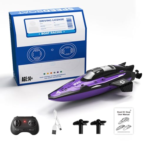 GOUX 1/43 Mini 2.4G Dual Motor RC Speed Boat Dual Speed Modes Modell, wiederaufladbares High Racing Ship, Geschenk für Jugendliche und Erwachsene (RTR Version) von GOUX